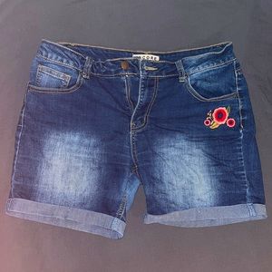 Juniors Encore Embroidered Midi Jean Shorts, size 13
